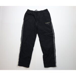 Vtg 90s Reebok Mens Large Distressed Spell Out Lined Wide Leg Windbreaker Pants